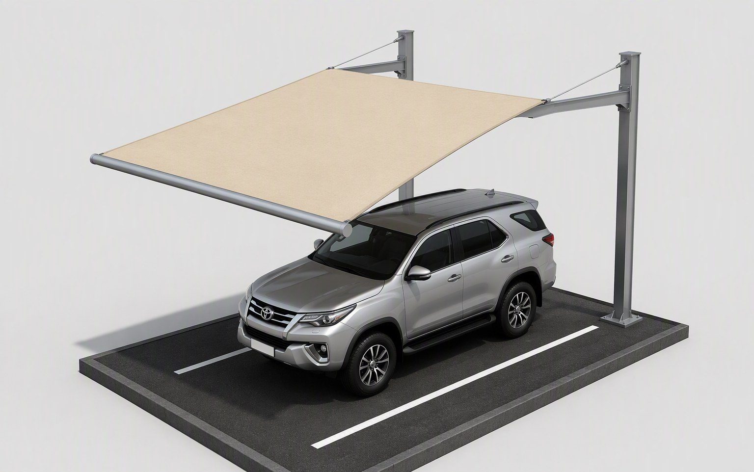Top Support Cantilever — realistic 3D render of a car parking shade by Al Hamra Industries, UAE